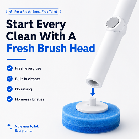Disposable Toilet Brush Kit (No-Touch, with Refill Heads & Holder)