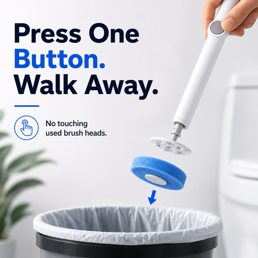 Disposable Toilet Brush Kit (No-Touch, with Refill Heads & Holder)