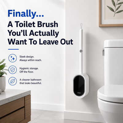 Disposable Toilet Brush Kit (No-Touch, with Refill Heads & Holder)