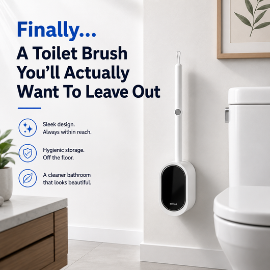Disposable Toilet Brush Kit (No-Touch, with Refill Heads & Holder)