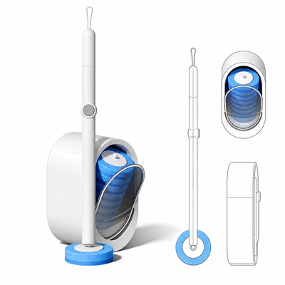 Disposable Toilet Brush Kit (No-Touch, with Refill Heads & Holder)