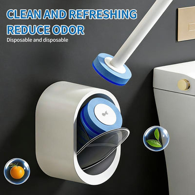 Disposable Toilet Brush Kit (No-Touch, with Refill Heads & Holder)