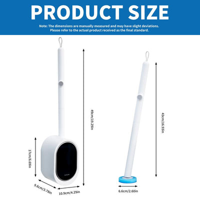 Disposable Toilet Brush Kit (No-Touch, with Refill Heads & Holder)